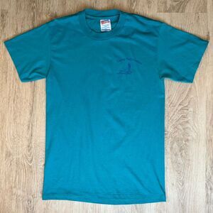 Vintage Hanes Graphic T-Shirt Camp ReCreation Teal Blue Medium Single Stitch Tee